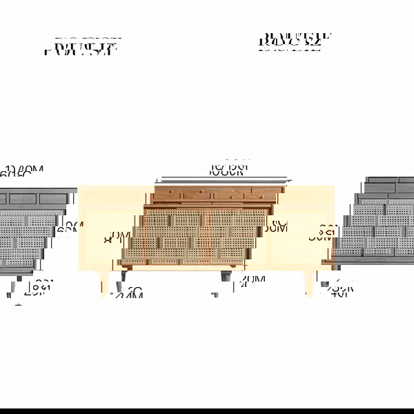 Bertha Rattan Sideboard with Drawers, Pine Wood-Rit Concept-Rit Concept