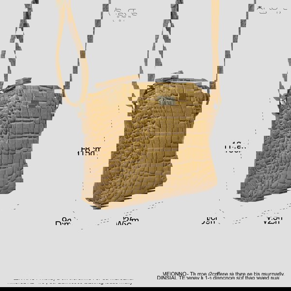 Assots London 'MANDY' Ochre Croc Real Leather Designer Crossbody Bag