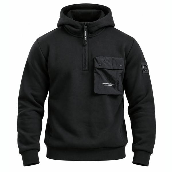 Marshall Artist Centro 1/4 Zip Hooded Sweatshirt Black
