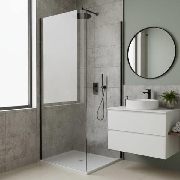 Britwall Concrete Brick Tile PVC Shower Panel Matt Finish – Matt Finish Light Grey