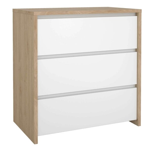 Wyld Haus Salzburg White and Natural Oak Effect Wood Chest 3 Drawers