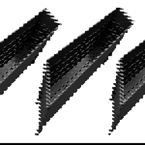 4 Black Large Grosvenor Troughs Long Flower Planters For Home & Garden