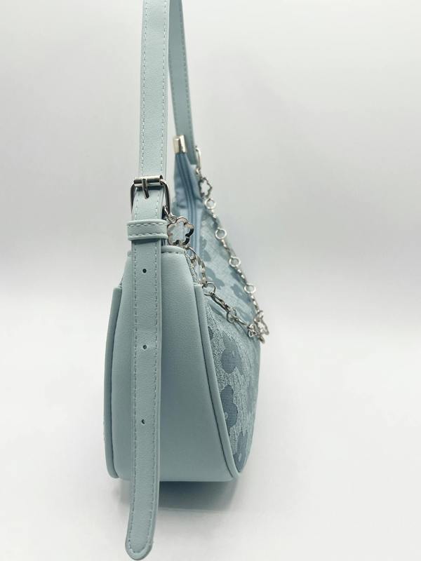 Floral Print Miniture Shoulder Bag With Chain - svnx