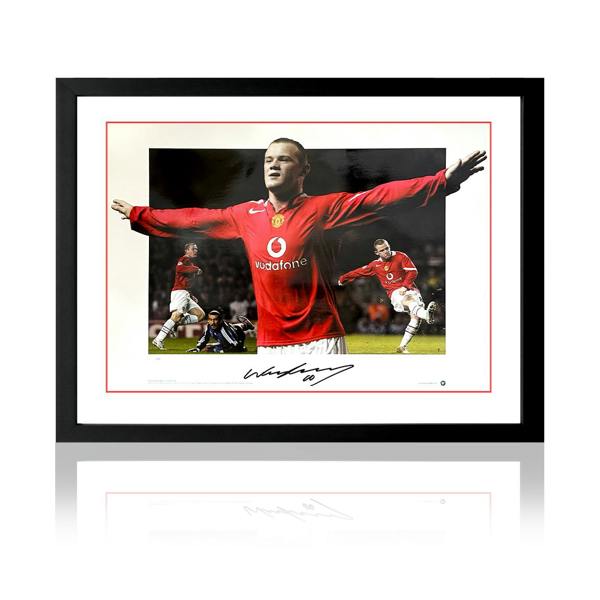 Wayne Rooney Signed Manchester United Deluxe Mount Frame