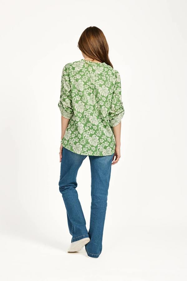 Mudflower Leaf Print Cotton Shirt