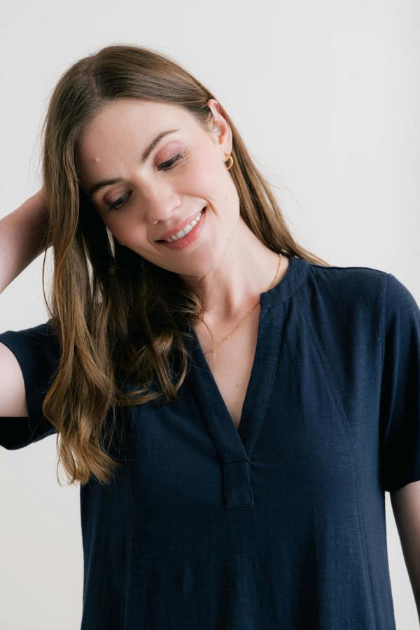 Lily & Me Terrace Organic Cotton Jersey Swing Dress Navy