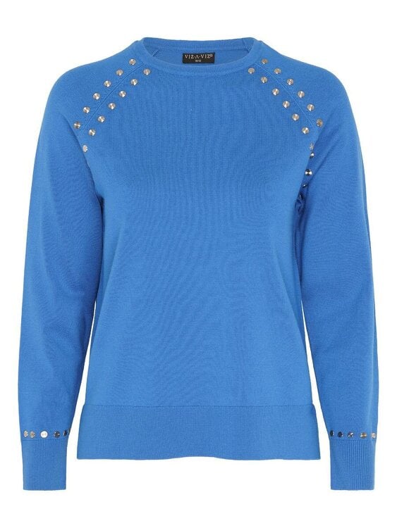 VIZ-A-VIZ Bluebell Crew Neck Jumper With Nailhead