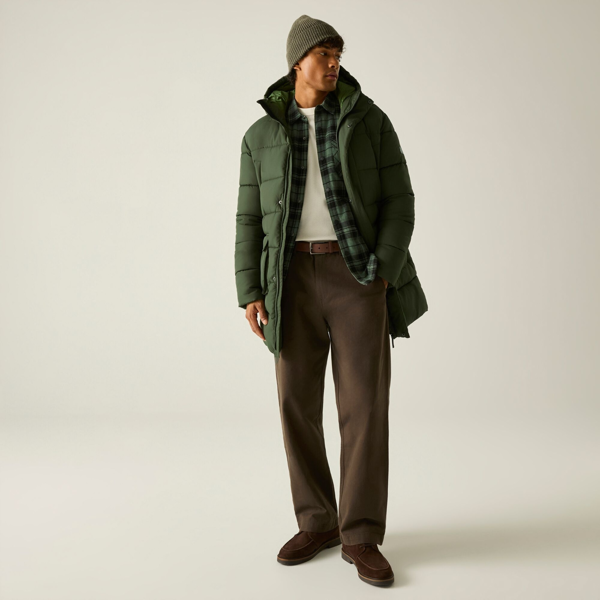 Regatta Mens Marek Longline Hybrid Jacket - Dark Khaki/Nephrite Green