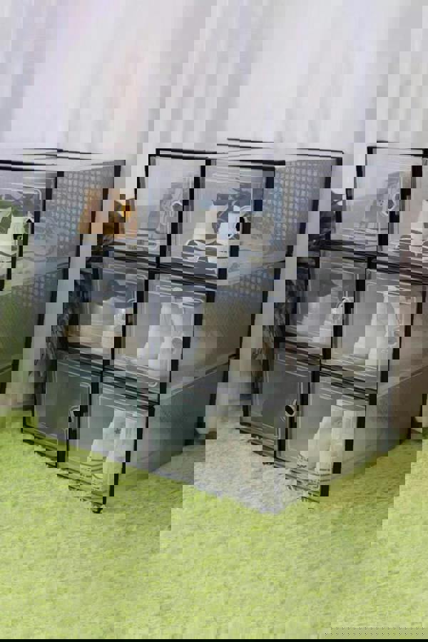 Living and Home 12pcs Stackable Shoe Storage Box Organiser Black