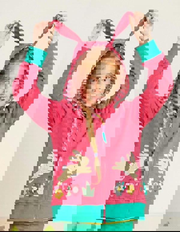 Organic Leaping Bunny Applique Hoodie - Toby Tiger UK Retail