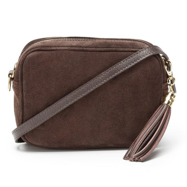 Elie Beaumont Crossbody Tassel Suede - Tan