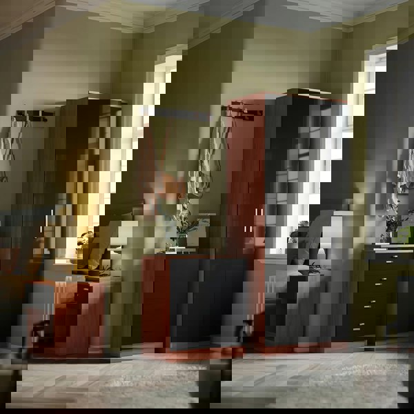 Comfy Living High Gloss Bedroom Furniture 3 Piece Trio Set Wardrobe Chest Bedside