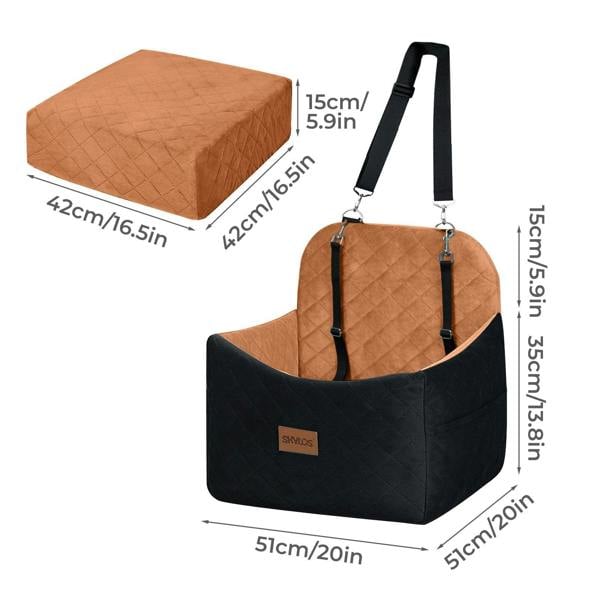 Skylos Pet Booster Dog Car Seat Safe Travel Carrier Bed Bag Basket Puppy Brown