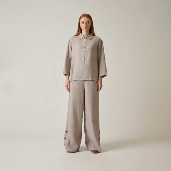 James Lakeland Taupe Linen Blouse