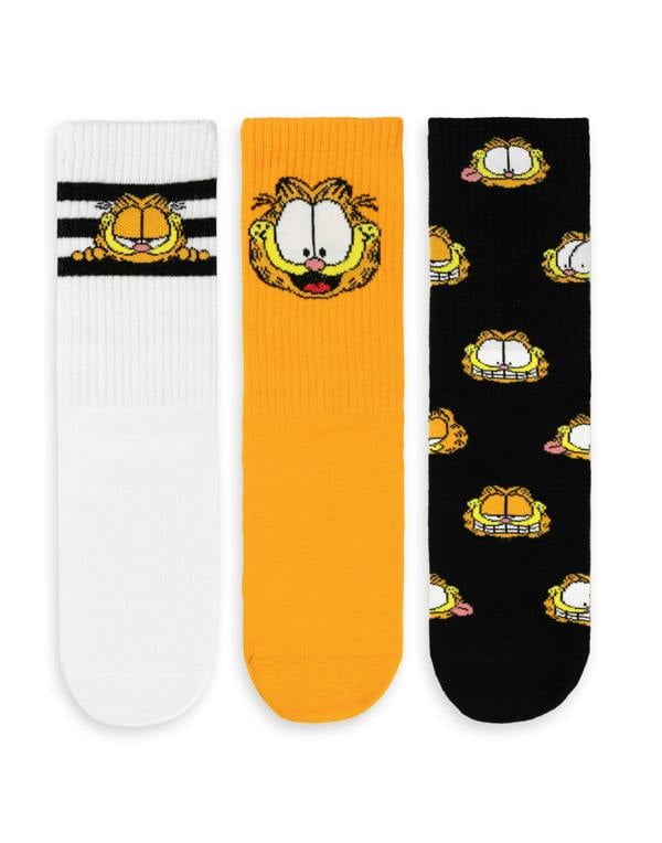 Garfield Unisex Orange Character Calf Socks Set of 3