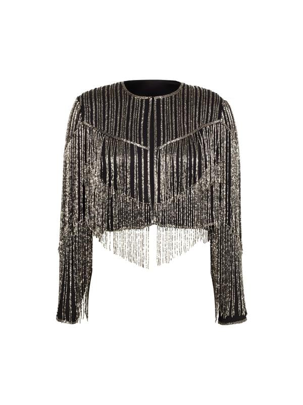 Rose & Nancy Scarlett Black Silver Fringe Jacket