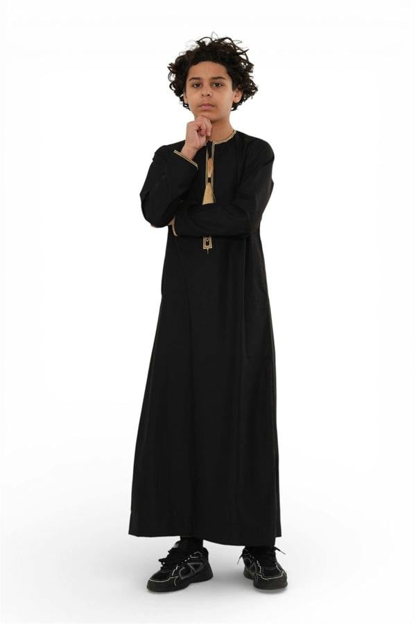 Infinity Leather Kids Boys Ramadan Moroccan Thobe Robe Emirati Eid Jubba- TT-003
