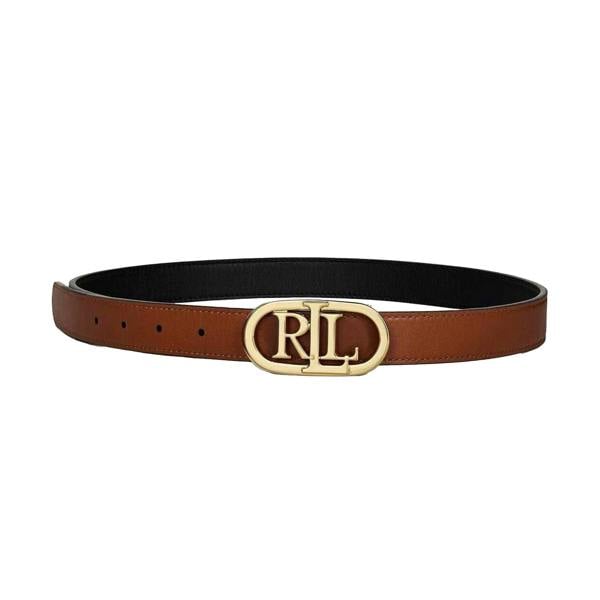 Ralph Lauren Womens/Ladies Logo Leather Reversible Belt - Black/Tan - 