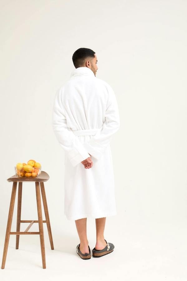His and Hers Bamboo Towelling Robe in Cloud White - Robes