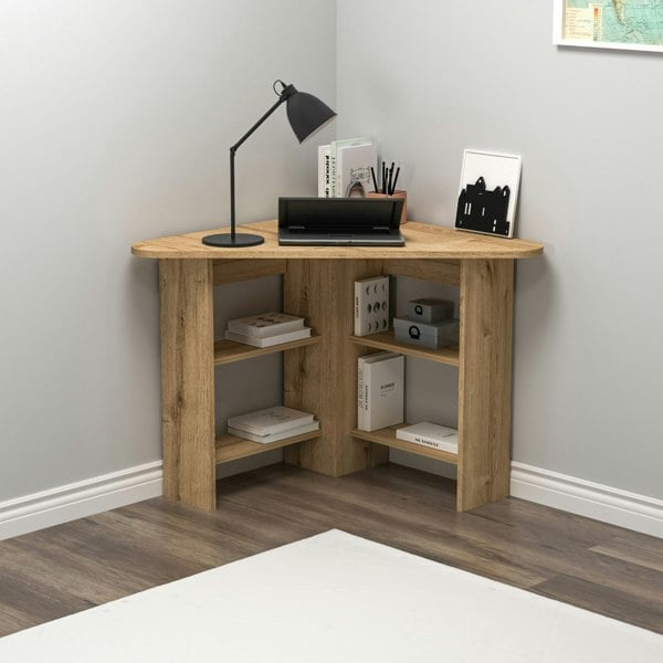 Destina Home Corner Computer Desk with Shelves-Gredos