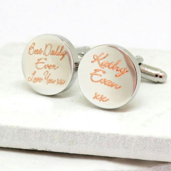 Personalised Script Round Cufflinks - Message