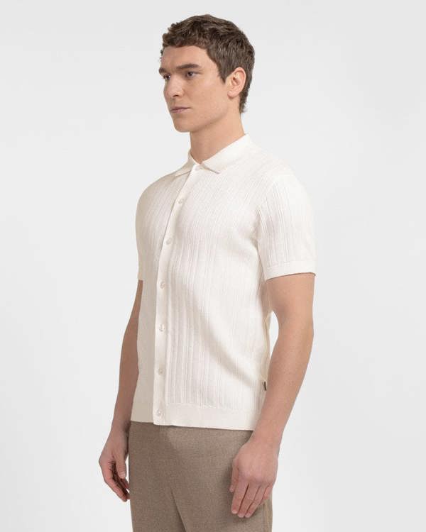 Steel & Jelly Kilburn - Stripe Textured Knitted Short Sleeve Shirt
