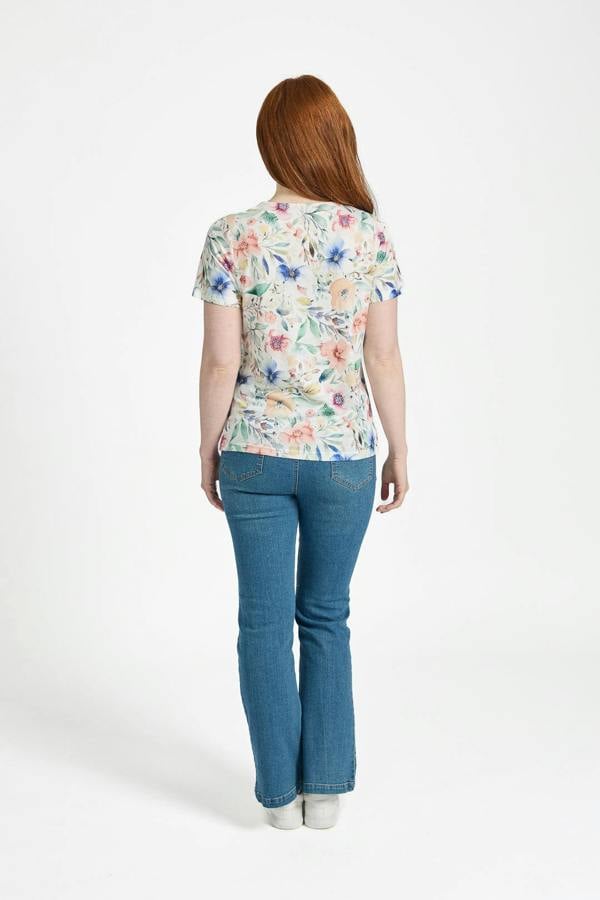 Mudflower Floral Print Water-Colour Effect Top