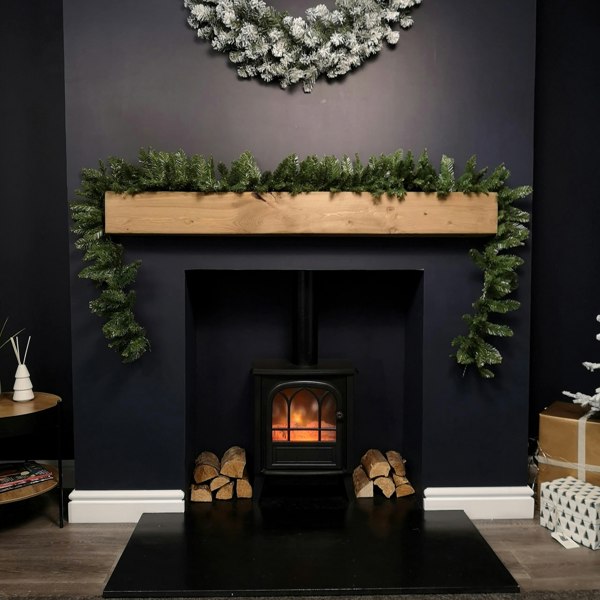 Samuel Alexander 2.7m x 25cm Plain Green Christmas Garland with 200 Bullet Tips
