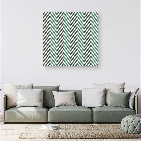 Warren Reed Geometric Herringbone Chevron Blues Canvas