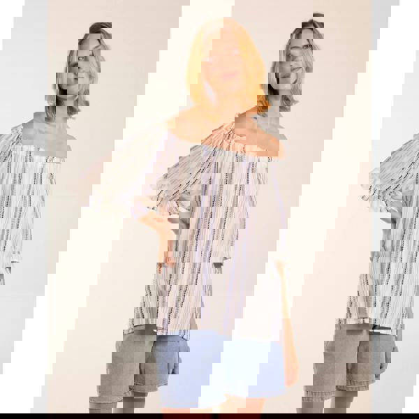 Blue Vanilla Lurex Strip Bardot Top