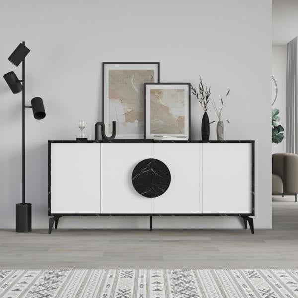 Decortie Gora Particleboard 4 Door Sideboard with Metal Legs (W) 180cm