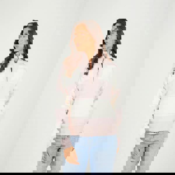 Brave Soul Pink Striped Half Zip Knitted Jumper - Pink Image 1