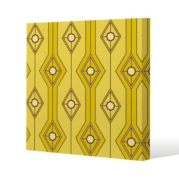 Benjamin Tate Design Yellow Geometric Slim Style Canvas Print  40x40cm , 15mm Slim Real wood.