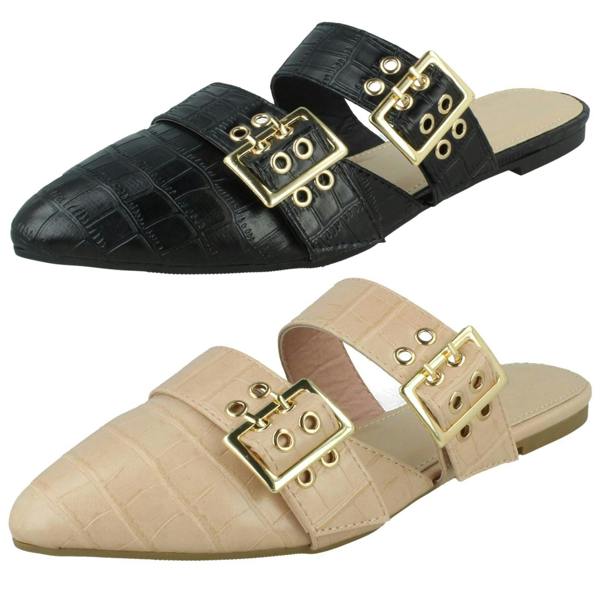 Spot On Ladies Spot On Croc Print Mules F80539