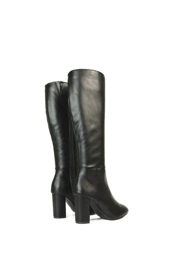 XY LONDON Knee High Block Heeled Boots With Zip Fastening