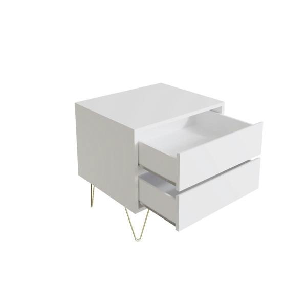 Timber Art Design Monaco Bedside Table 2 Drawer White