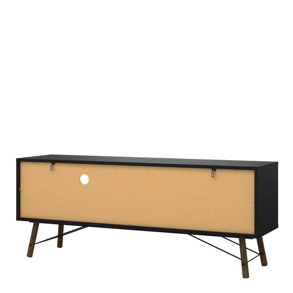 Wyld Haus Juno Black and Walnut Wood TV Unit 1 Door 1 Drawer and Open Shelf