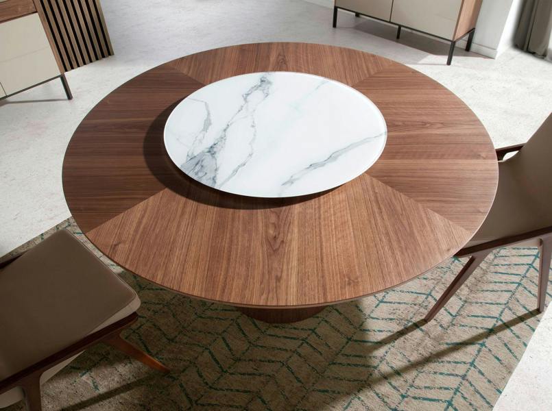 Angel Cerdá Rotating Round walnut dining table 1016