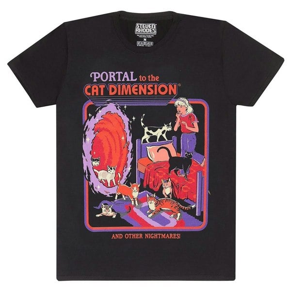 Steven Rhodes Unisex Adult Portal To The Cat Dimension T-Shirt - Black