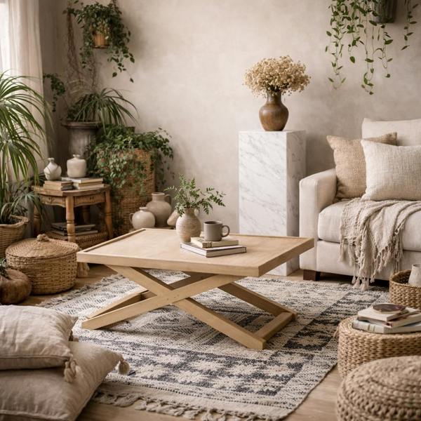 Wyld Haus Enniscorthy Small Blonde Coffee Table X Frame