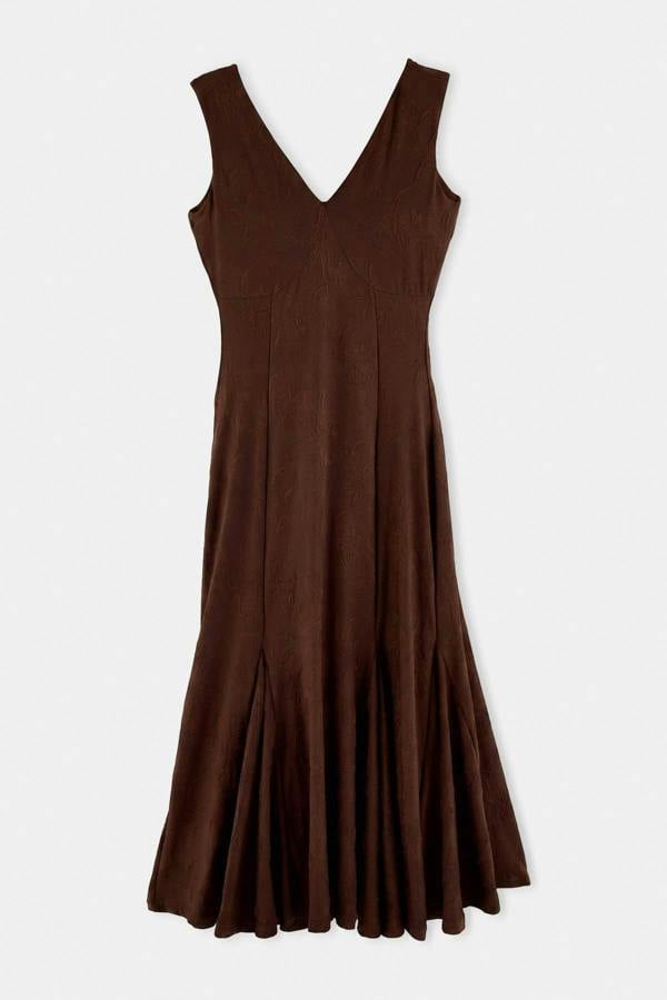 V Neck Thick Strap Sleeveless A-Line Maxi Dress