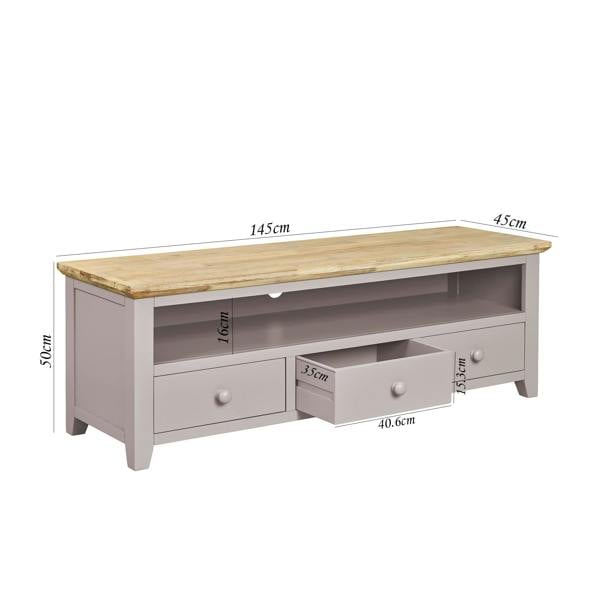 Statement Furniture Florence Large Wooden TV Stand with 3 Drawers and Shelf