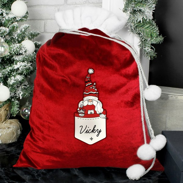 Personalised Memento Company Personalised Gonk Family Red Christmas Sack - Female