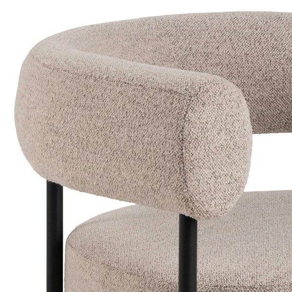 Wyld Haus Ostrava Beige Boucle Lounge Accent Chair Black Metal Legs