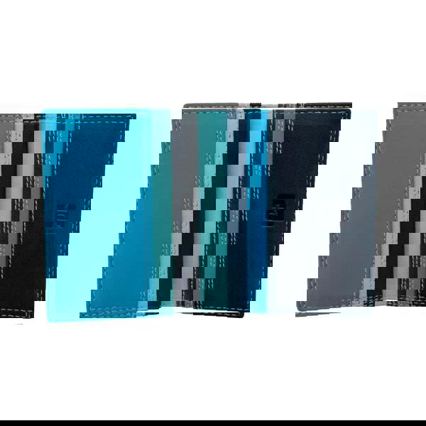 inside view of blue leather credit card holder