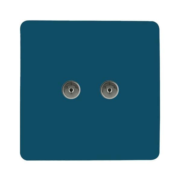 Trendi Switch 2 Gang Female Co-Axial Television Socket in Midnight Blue