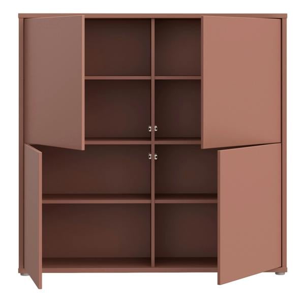 Furniture To Go Alice Springs 4 Door Large Storage Cabinet with Push-to-Open Doors in Terracotta
