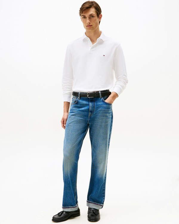 Tommy Hilfiger 1985 Regular Long Sleeve Mens Polo Shirt - White