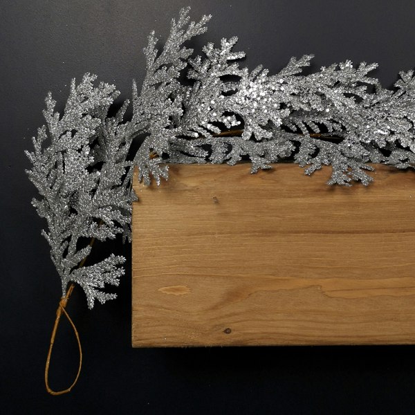 Samuel Alexander 1.8m Silver Glitter Cedar Leaf Garland Christmas Decoration