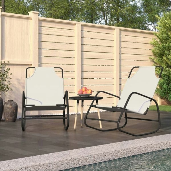 Berkfield Rocking Sun Loungers 2 pcs Cream Steel and Textilene
